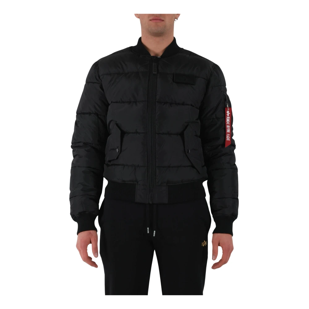 Alpha Industries Puffer Bomberjacka med Dragkedja Black, Herr