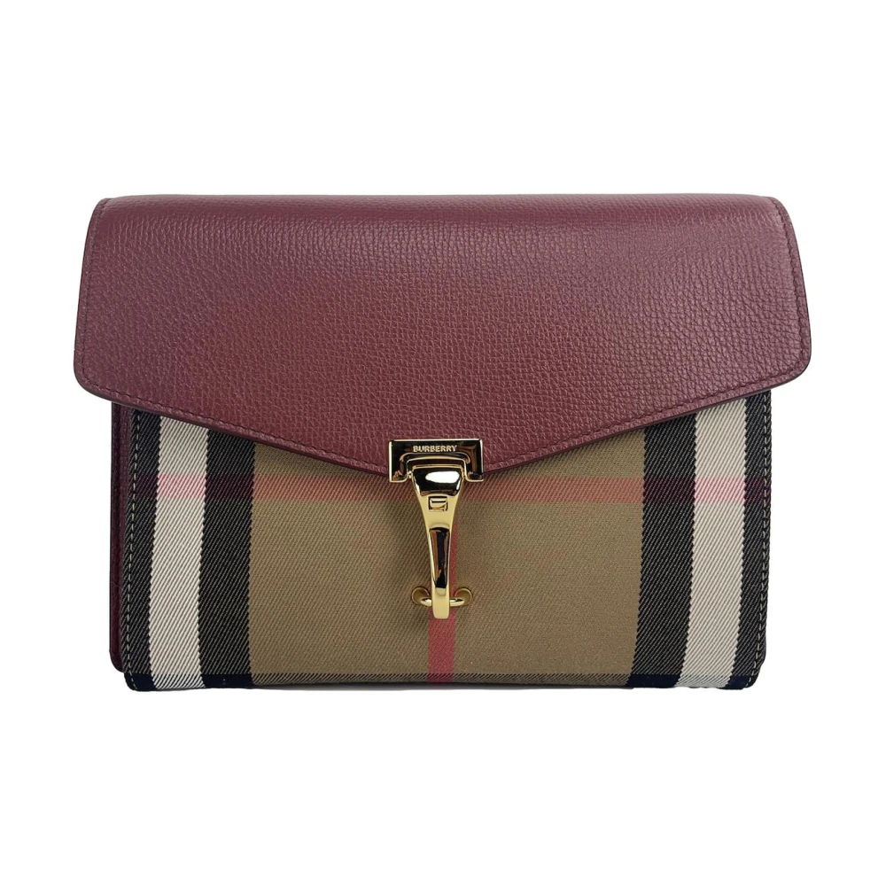 Burberry Check Leren Crossbody Tas Gouden Hardware Multicolor Dames