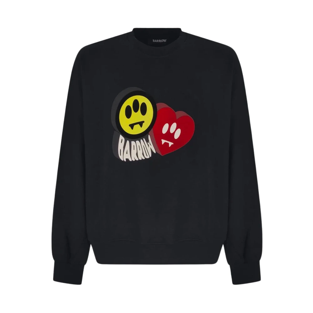 Barrow Katoenen Crewneck Sweatshirt met Flock Print Black Heren