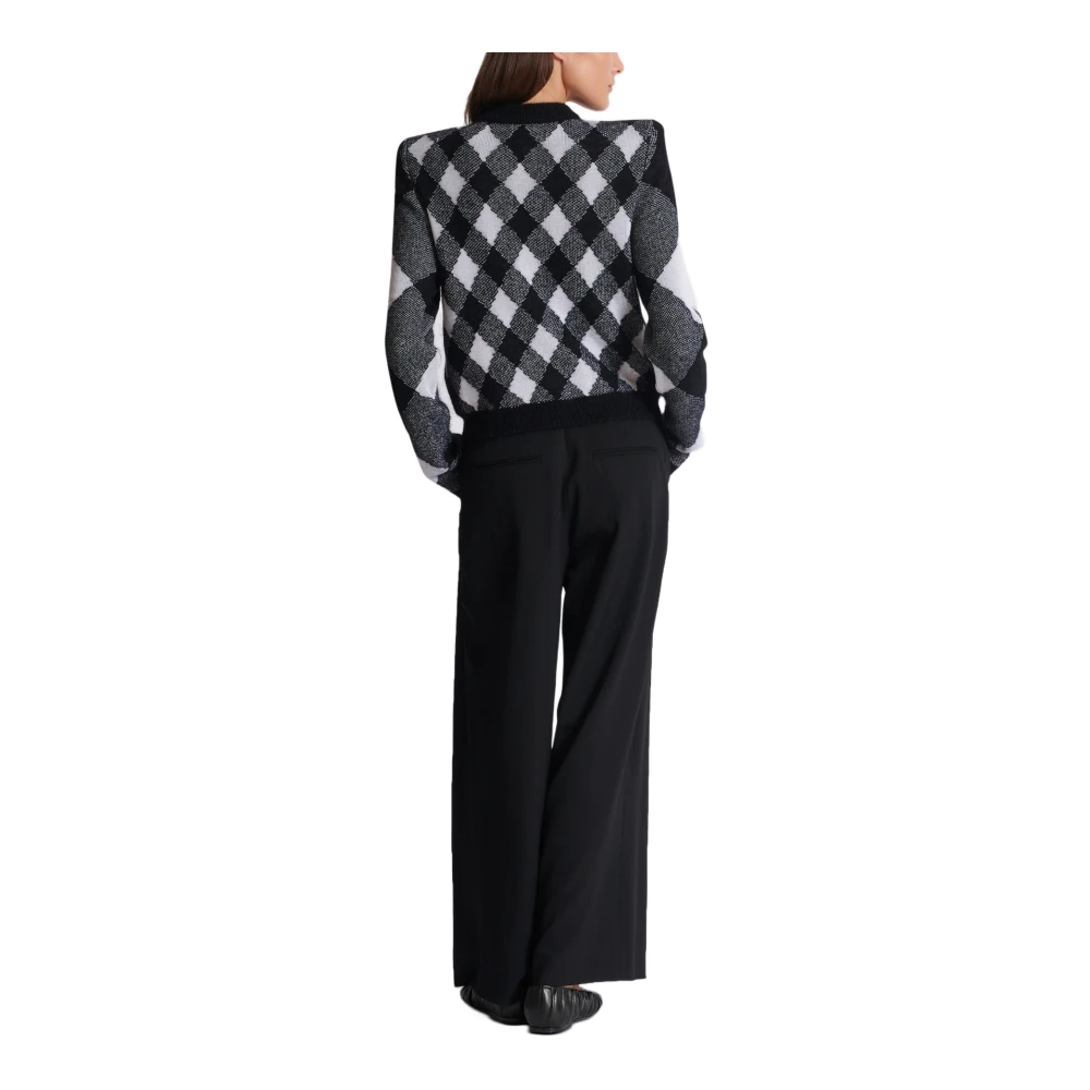 Balmain Gingham gebreide vest Black Dames