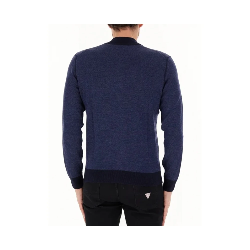 Gran Sasso Blauwe Cardigan van Merinowol Blue Heren