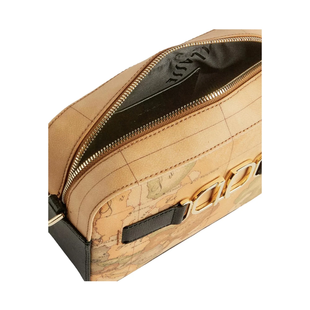 Alviero Martini 1a Classe Zwarte Schoudertas Geo Classic Stijl Beige Dames