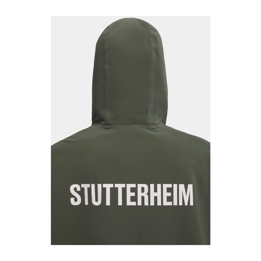 Stutterheim Matte Poncho met Logo Print Green Dames