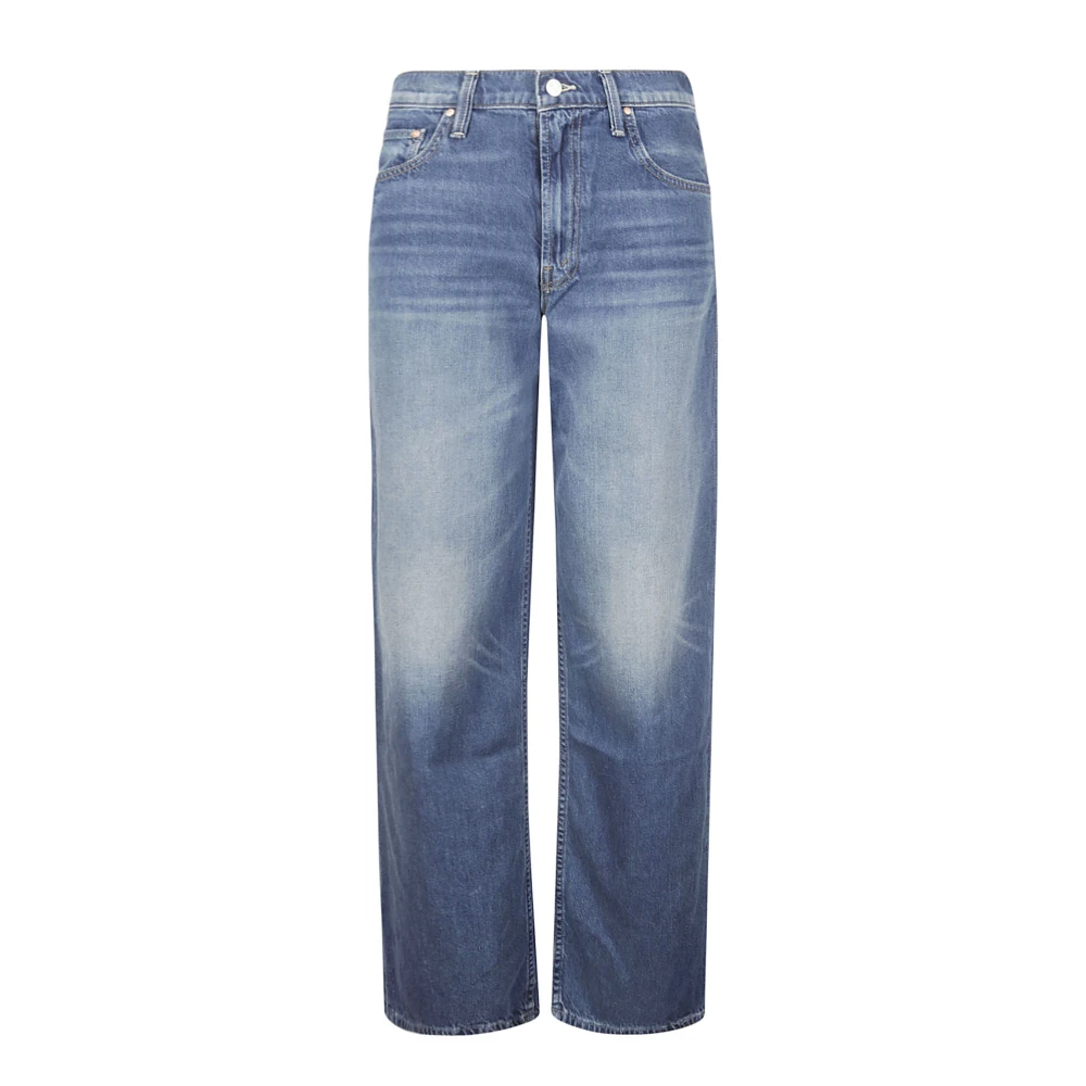 Mother Mid Rise Spinner Zip Sneak Jeans Blue Dames