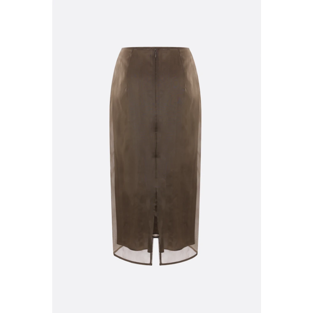 Cecilie Bahnsen Bruine Zijden Organza Midi Rok Brown Dames