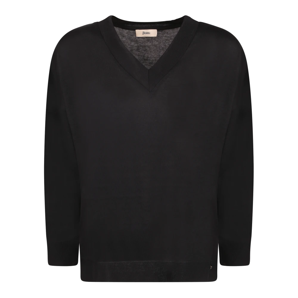 Herno Vrouw Zwart Truien & Vesten Dames, 2XL, Long Sleeve Knit