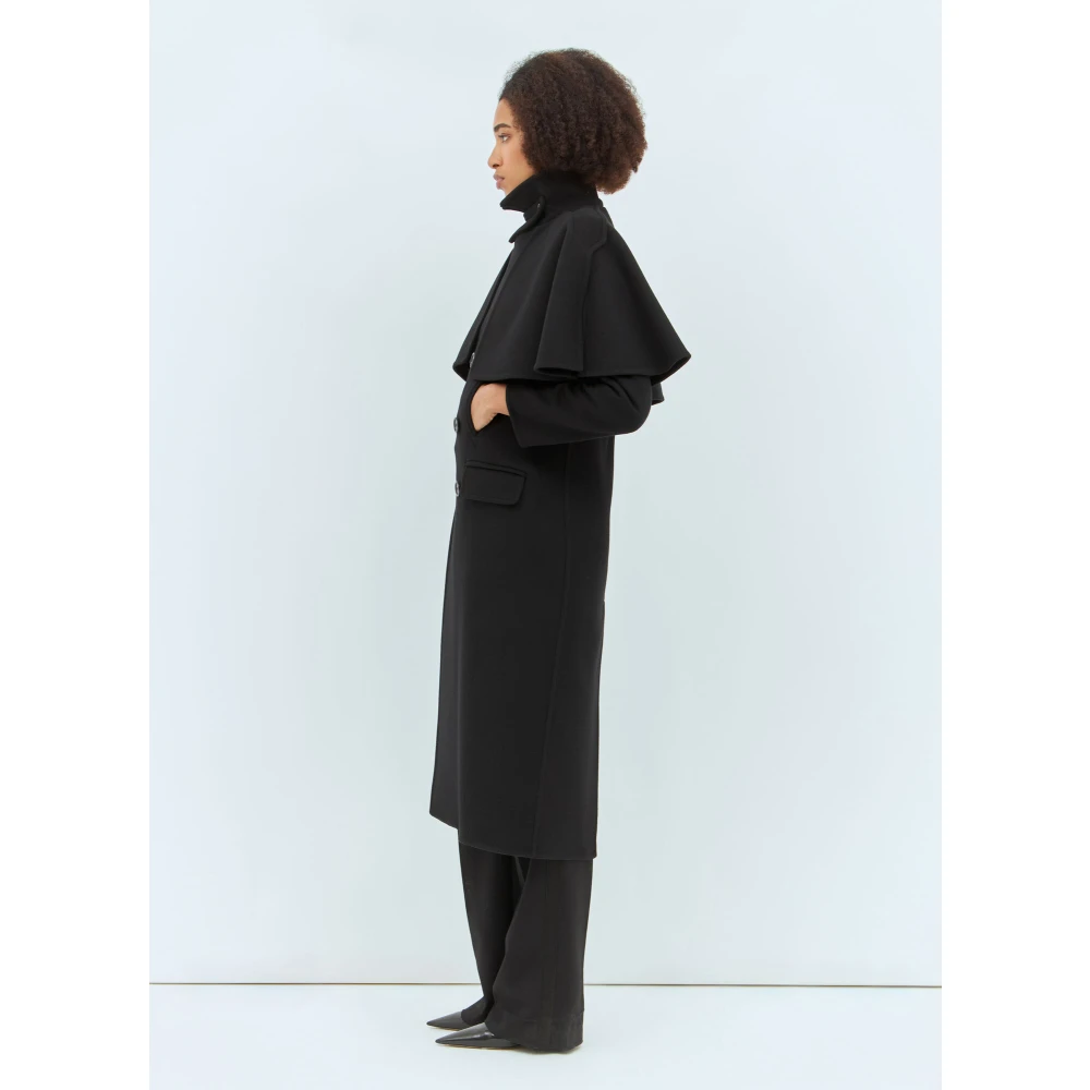 Chloé Wollen lange jas met afneembare cape Black Dames