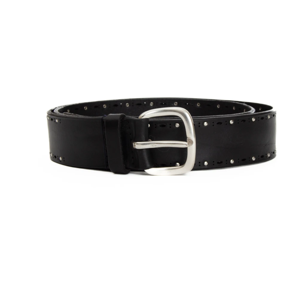 Orciani Zwarte leren riem met studs Black Heren