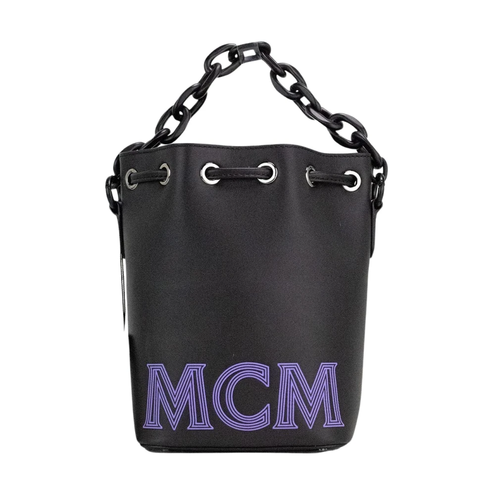 MCM Mini Chain Bucket Drawstring Schoudertas Black Dames