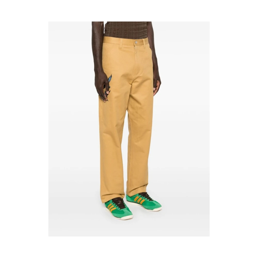 Carhartt WIP Citroengele Katoenen Twill Geborduurde Broek Yellow Heren