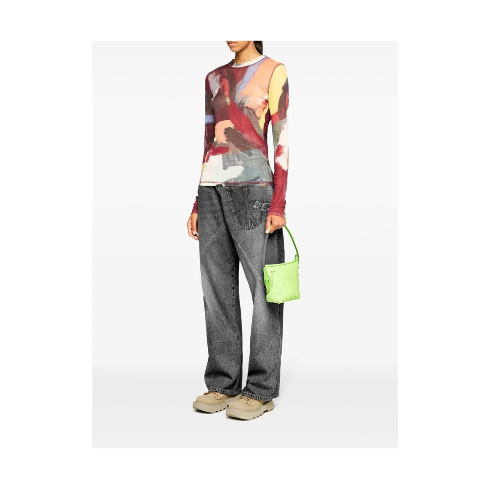 JW Anderson Grijze Denim Twisted Seam Jeans Gray Dames