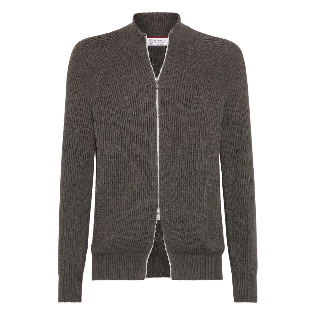 BRUNELLO CUCINELLI Caffe Cardigan in Klassieke Stijl Brown Heren