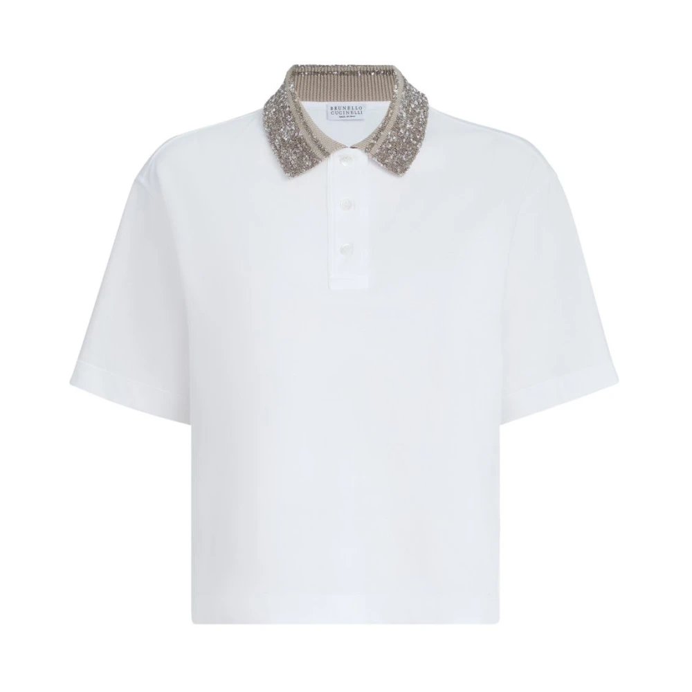 Brunello Cucinelli White T-Shirts And Polos - Female - Polo Shirts - M - Tops