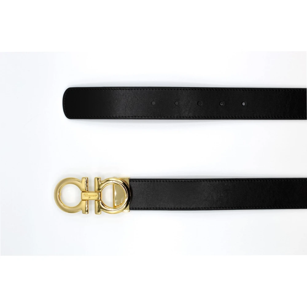 Salvatore Ferragamo Luxe Omkeerbare Leren Riem Black Unisex