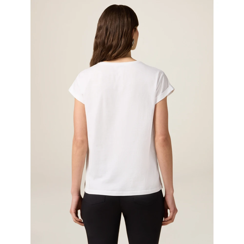 Oltre Kristal Print T-shirt Made in Italy White Dames