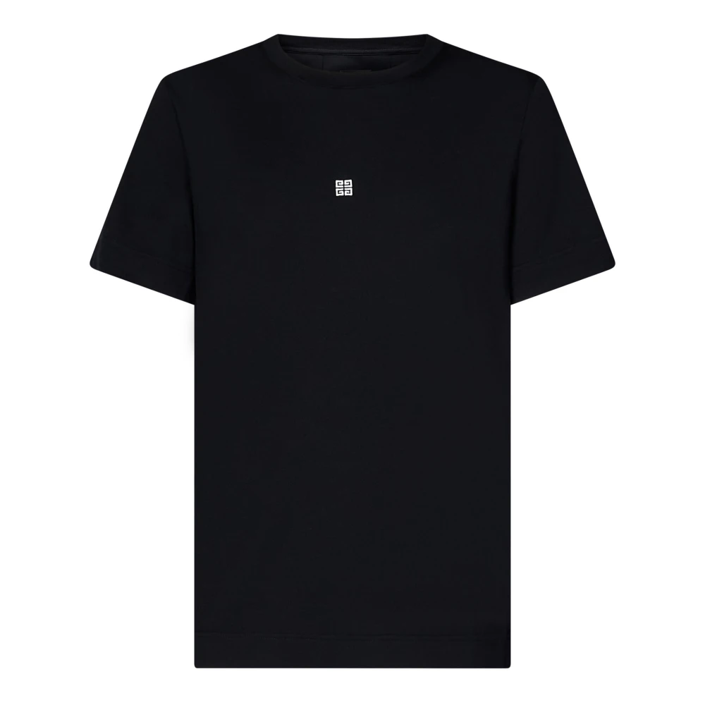 Givenchy Zwart Katoenen T-Shirt met 4G Borduursel Black Heren
