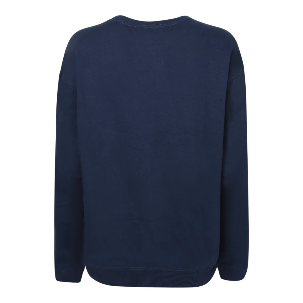 Polo Ralph Lauren Blauw Geborduurde Katoenen Crewneck Sweatshirt Blue Dames