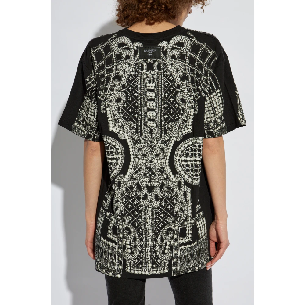 Balmain Oversized t-shirt met print Black Dames