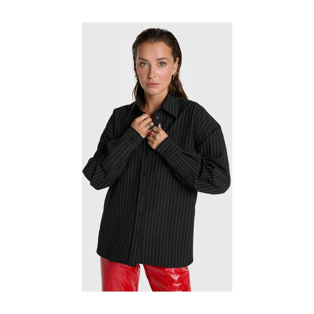 Alix The Label Gestreepte lange mouw blouse Black Dames