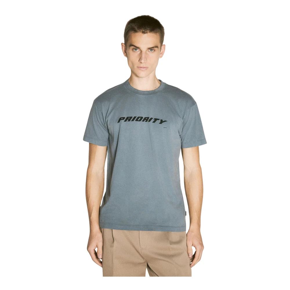 Eytys Voor Tekst Print Crewneck T-Shirt Gray Heren