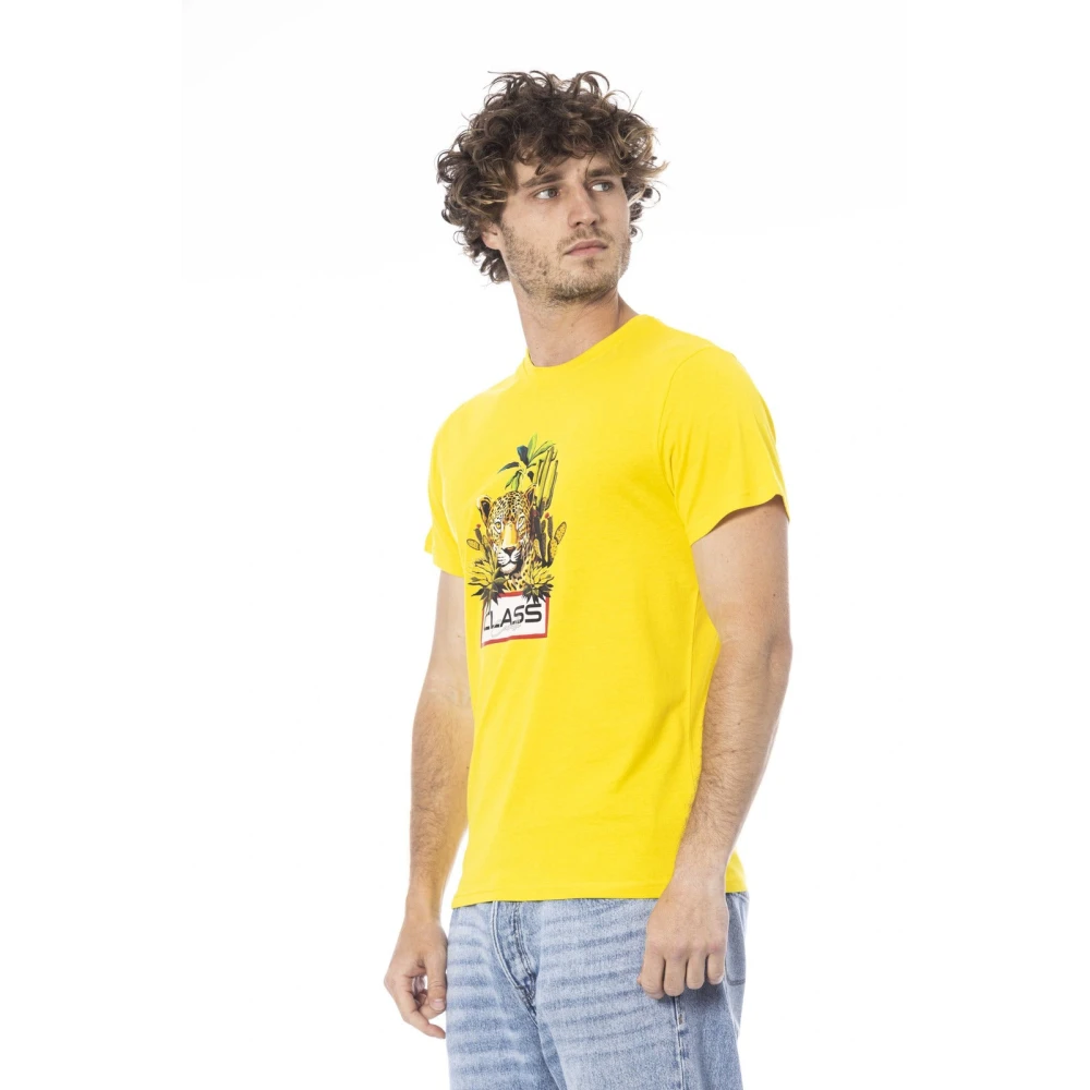 Cavalli Class Effen Kleur Korte Mouw T-shirt Yellow Heren