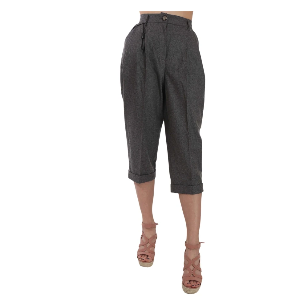 Dolce & Gabbana Women's Gray Cropped Trousers, 2XS, Wool Cropped Trouser Pleated Pant