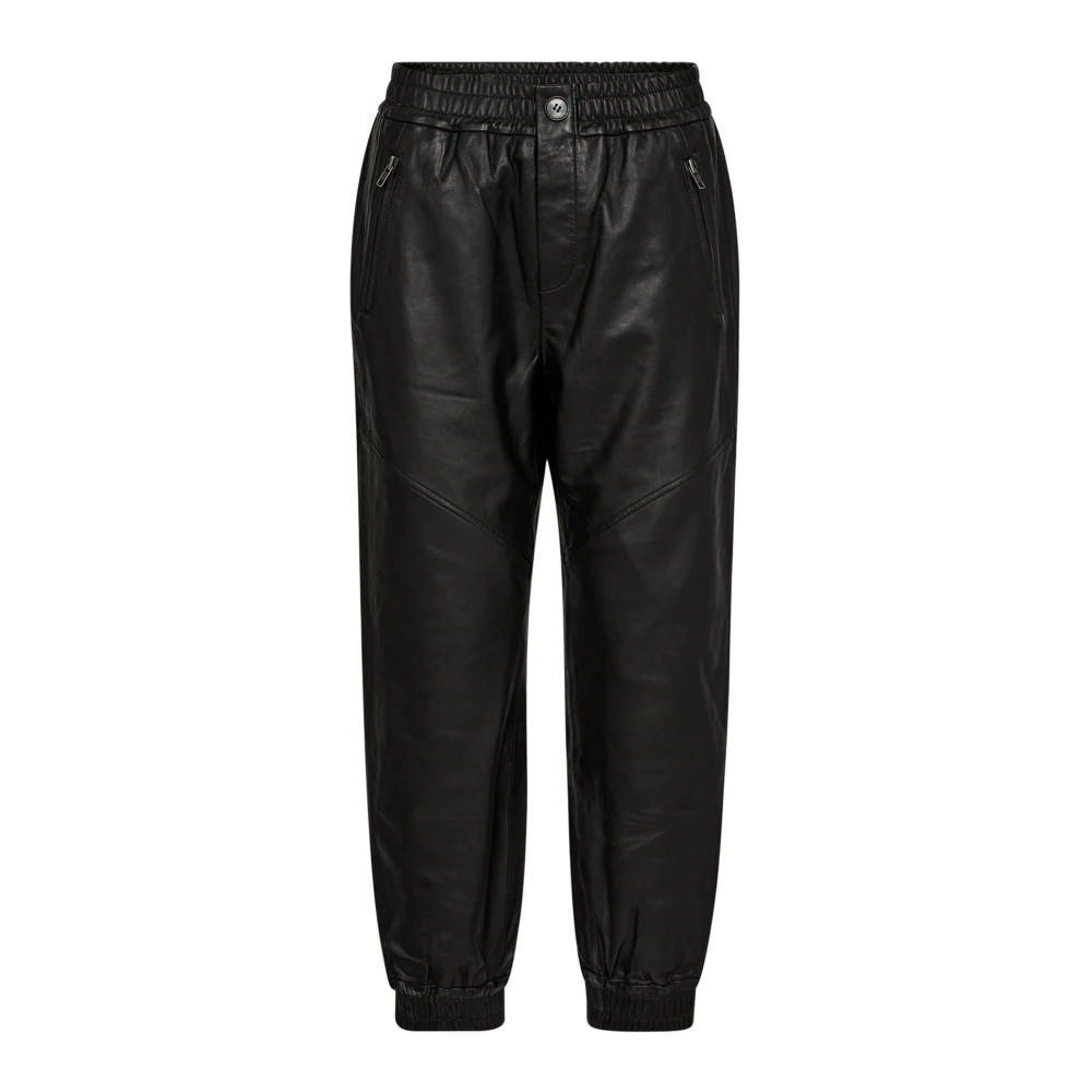 Co'Couture Leren Zip Joggers in Zwart Black Dames