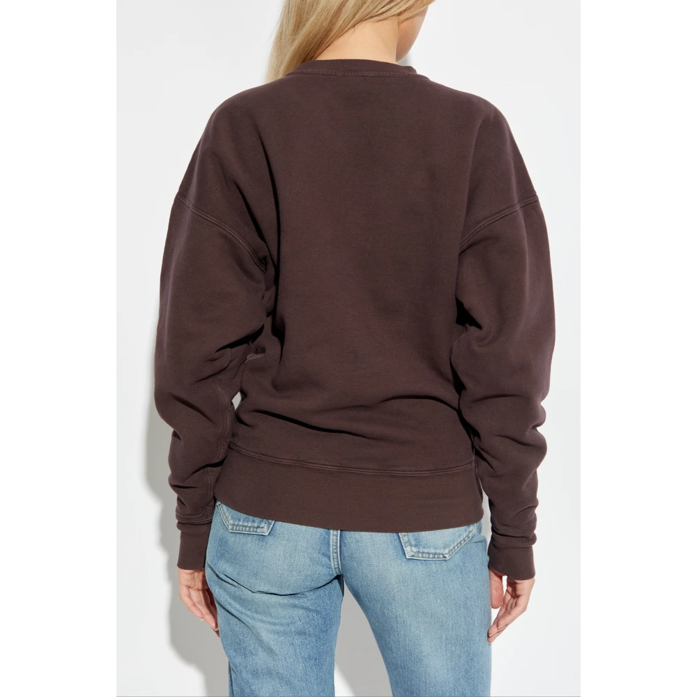 Saint Laurent Katoenen Sweatshirt met Logopatch Brown Dames