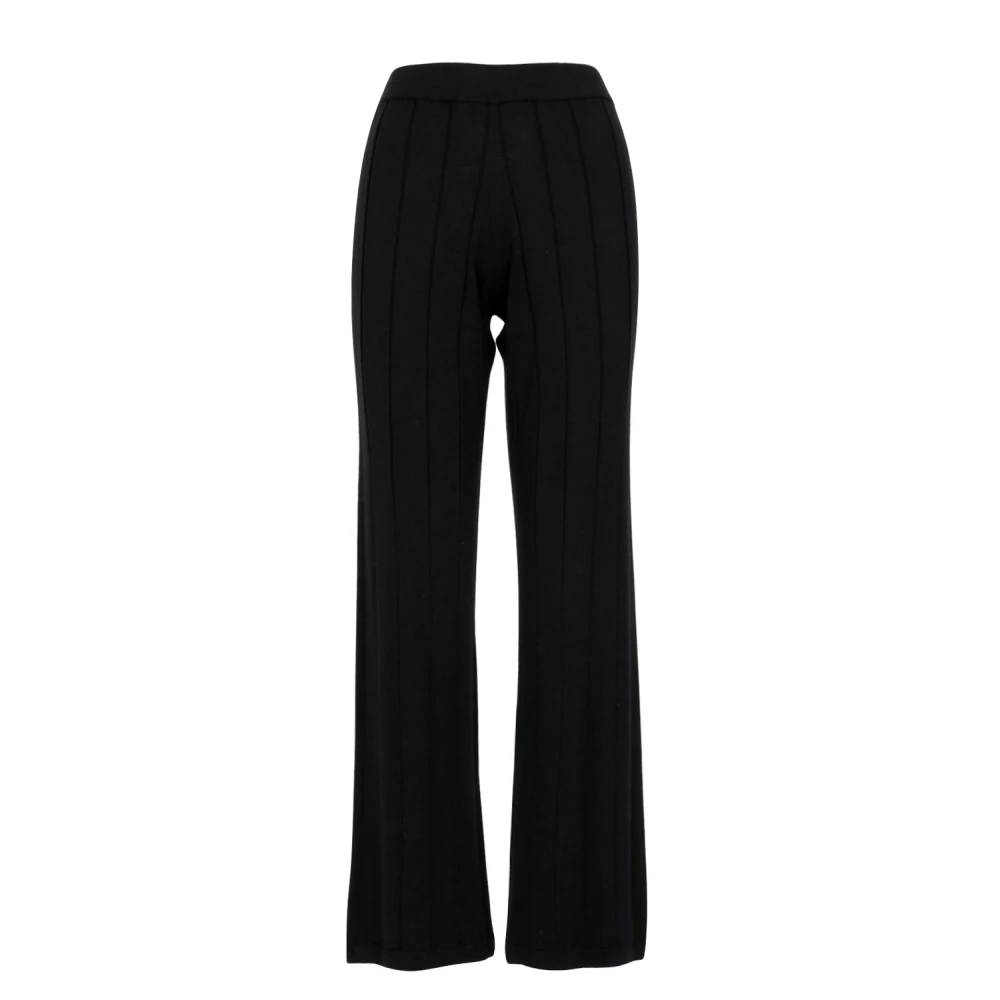 Gran Sasso Zwarte Merinowol Wijde Pijp Broek Black Dames