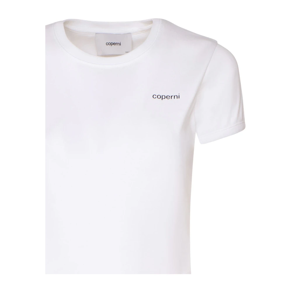 Coperni Witte Katoenen T-shirt met Ronde Kraag White Dames