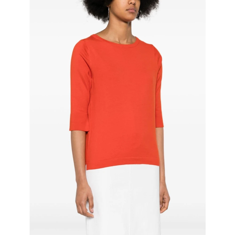 allude Rode Katoenen Crew Neck Sweater Red Dames