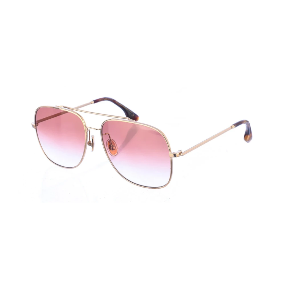 Victoria Beckham Goud-Havana Rechthoekige Zonnebril Pink Dames