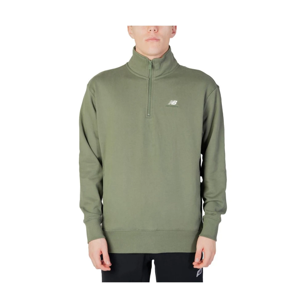 New Balance Katoenen Hoodless Sweatshirt Herfst Winter Collectie Green Heren