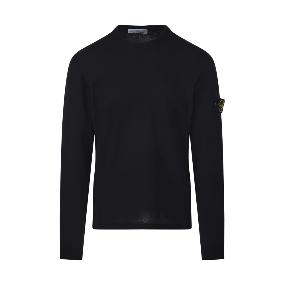 Stone Island Blue Round-Neck Knitwear, Male, L, Crew Neck Jumper
