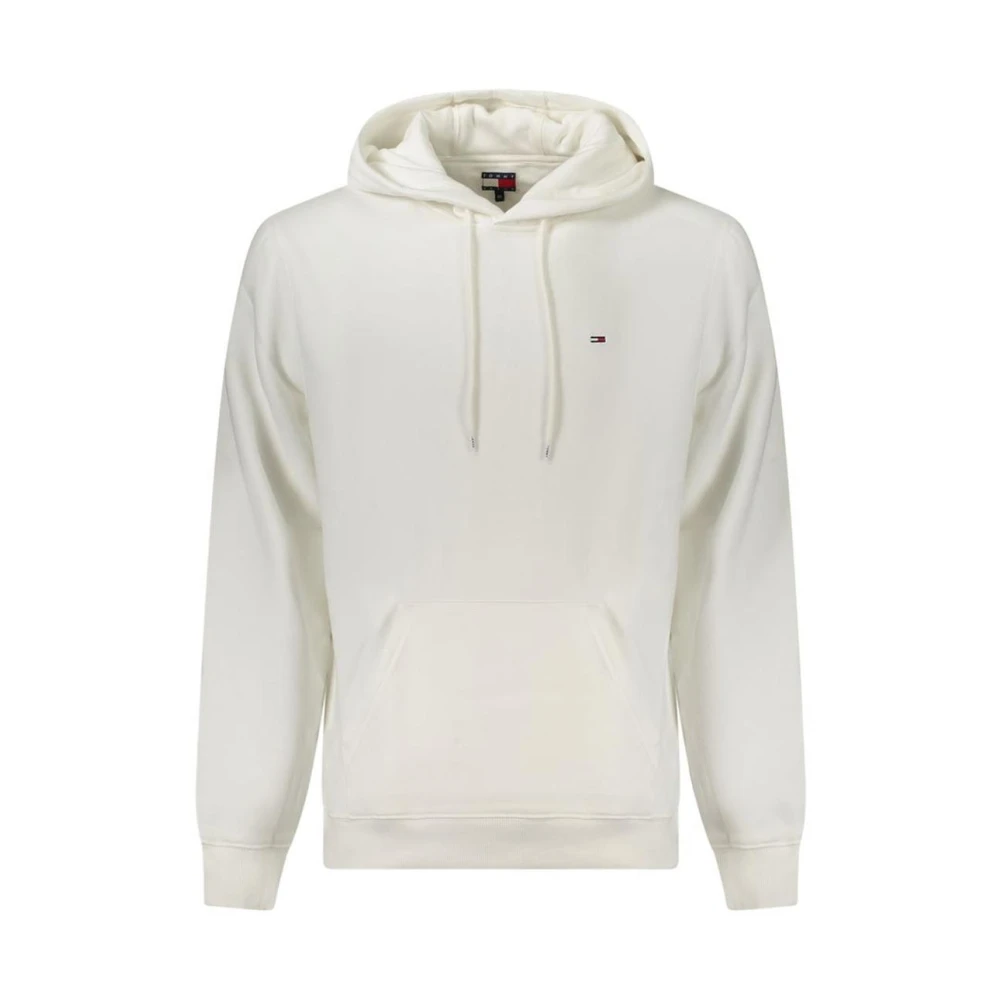 Tommy Hilfiger Men's White Hoodies, Xl, Embroidered Hoodie With Central Pocket