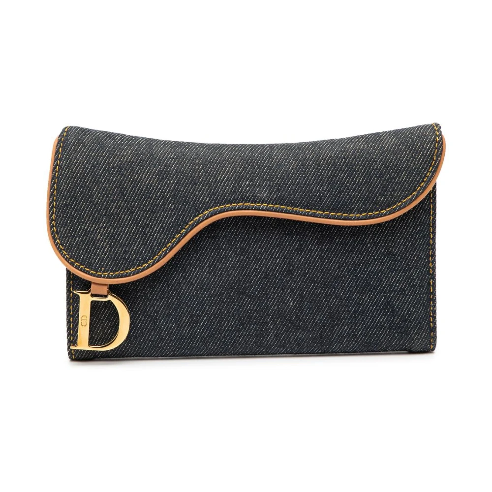Dior Vintage Women's Blue Pre-Owned Saddle Wallet