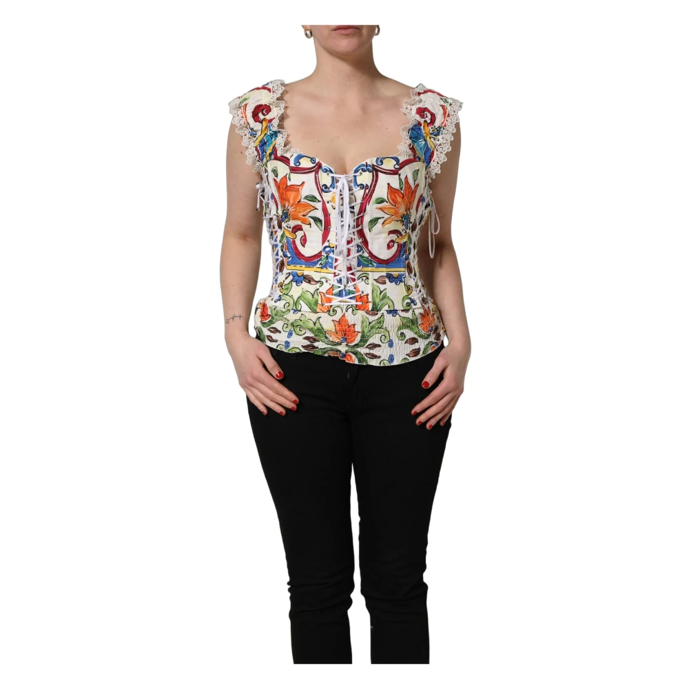 Dolce & Gabbana Women's Multicolor Corset Sleeveless Top - Sleeveless Tops - L - Tops