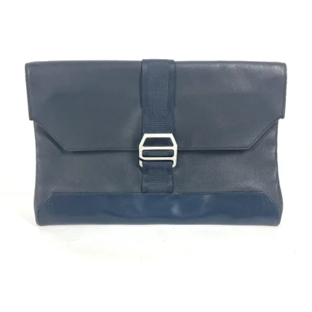 Hermès Vintage Pre-owned Leather clutches Blue Dames