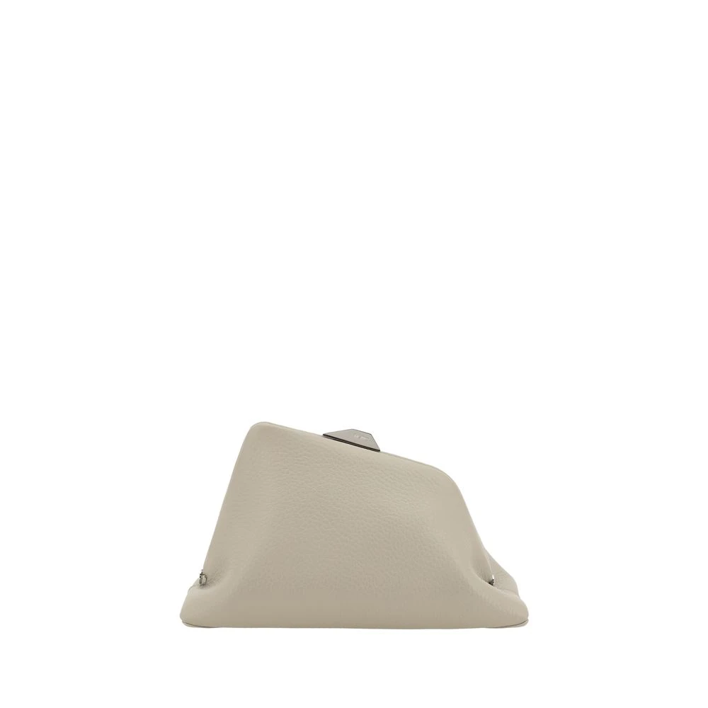 The Attico Geometrische leren schoudertas met magnetische sluiting Beige Dames