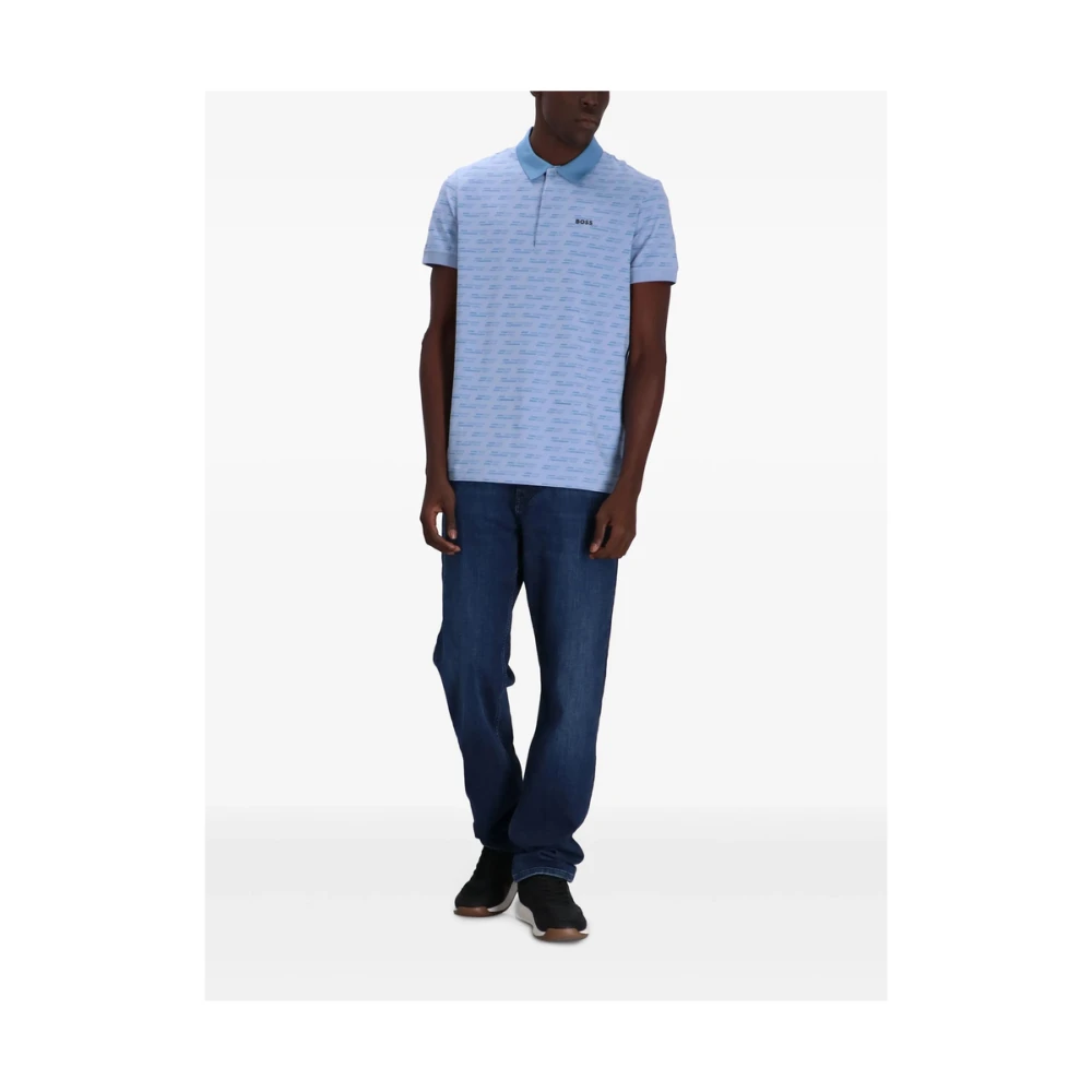 Hugo Boss Korenbloemblauwe Polokraagtrui Blue Heren