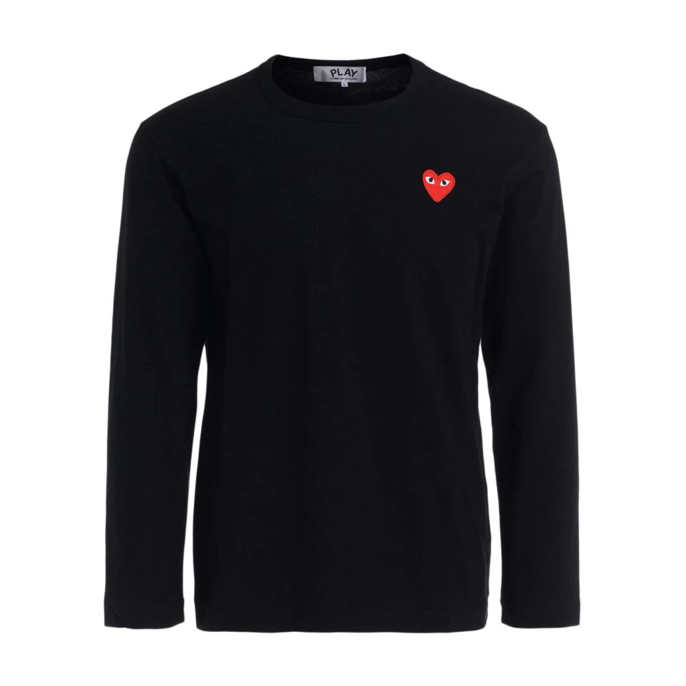 Comme des Garçons Play Långärmad T-shirt med rött hjärta Black, Herr