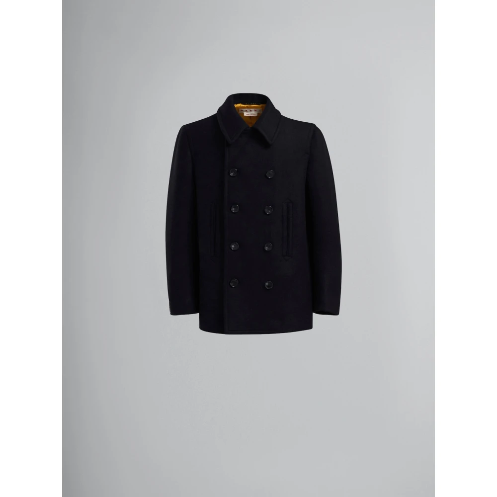 Marni Zwarte Peacoat met Functionele Details Black Dames