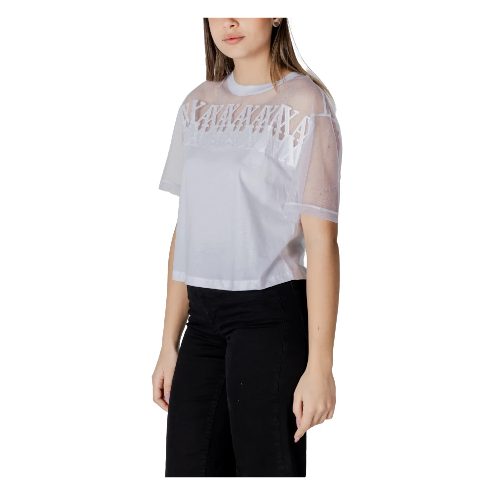 Armani Exchange Korte mouw katoenen T-shirt White Dames
