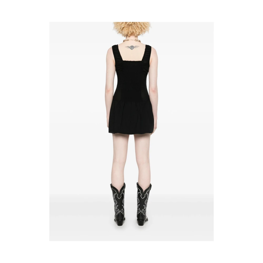 Frankies Bikinis Zwarte Mouwloze Jurk met Vierkante Hals Black Dames
