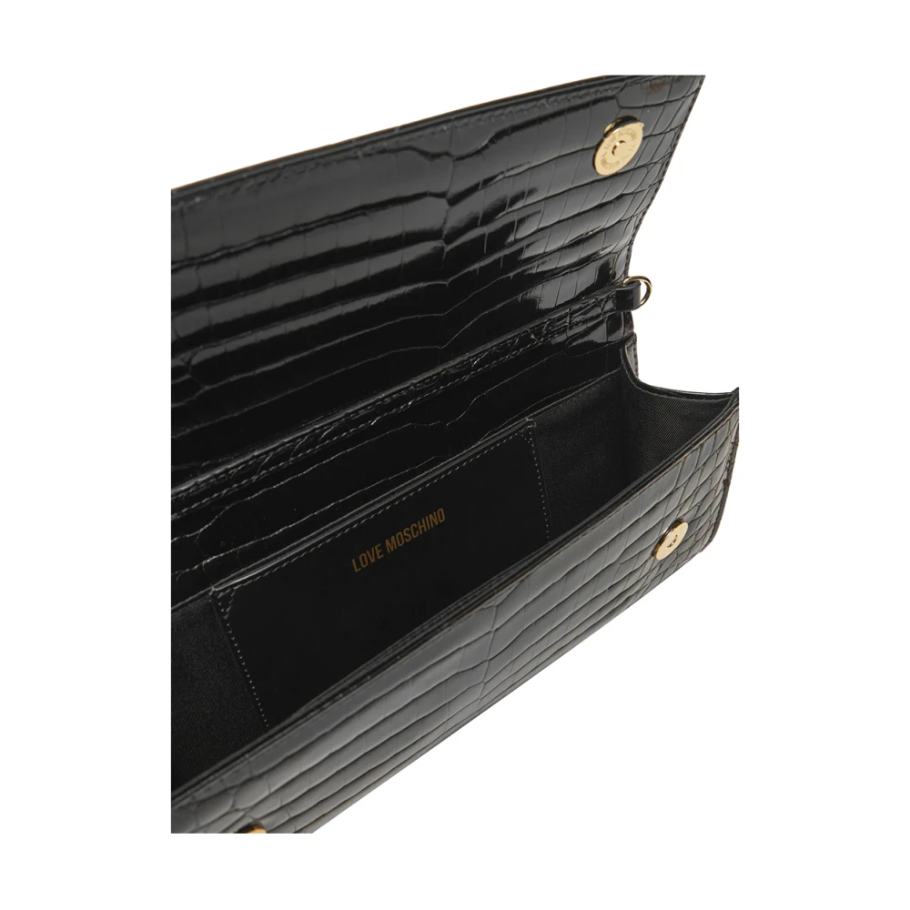 Moschino Zwarte schoudertas met gouden details Black Dames