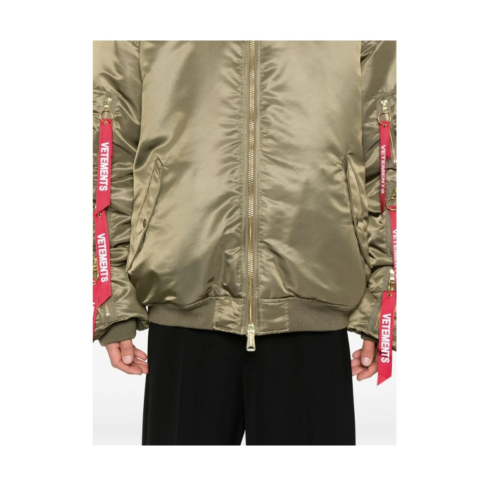 Vetements Khaki Gewatteerde Cargo Jas Omkeerbare Stijl Green Heren