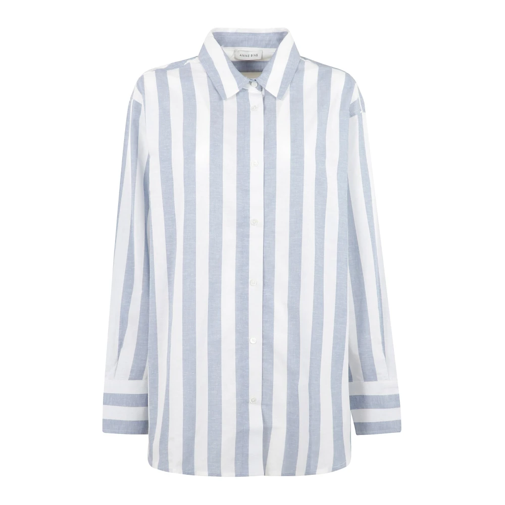 Anine Bing Gestreepte Plaza Shirt in Wit en Blauw Multicolor Dames