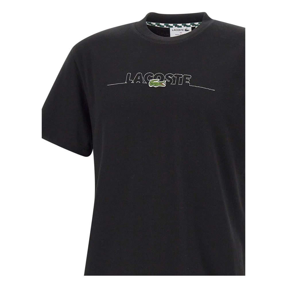 Lacoste Zwarte Katoenen T-shirt met Logo Black Heren