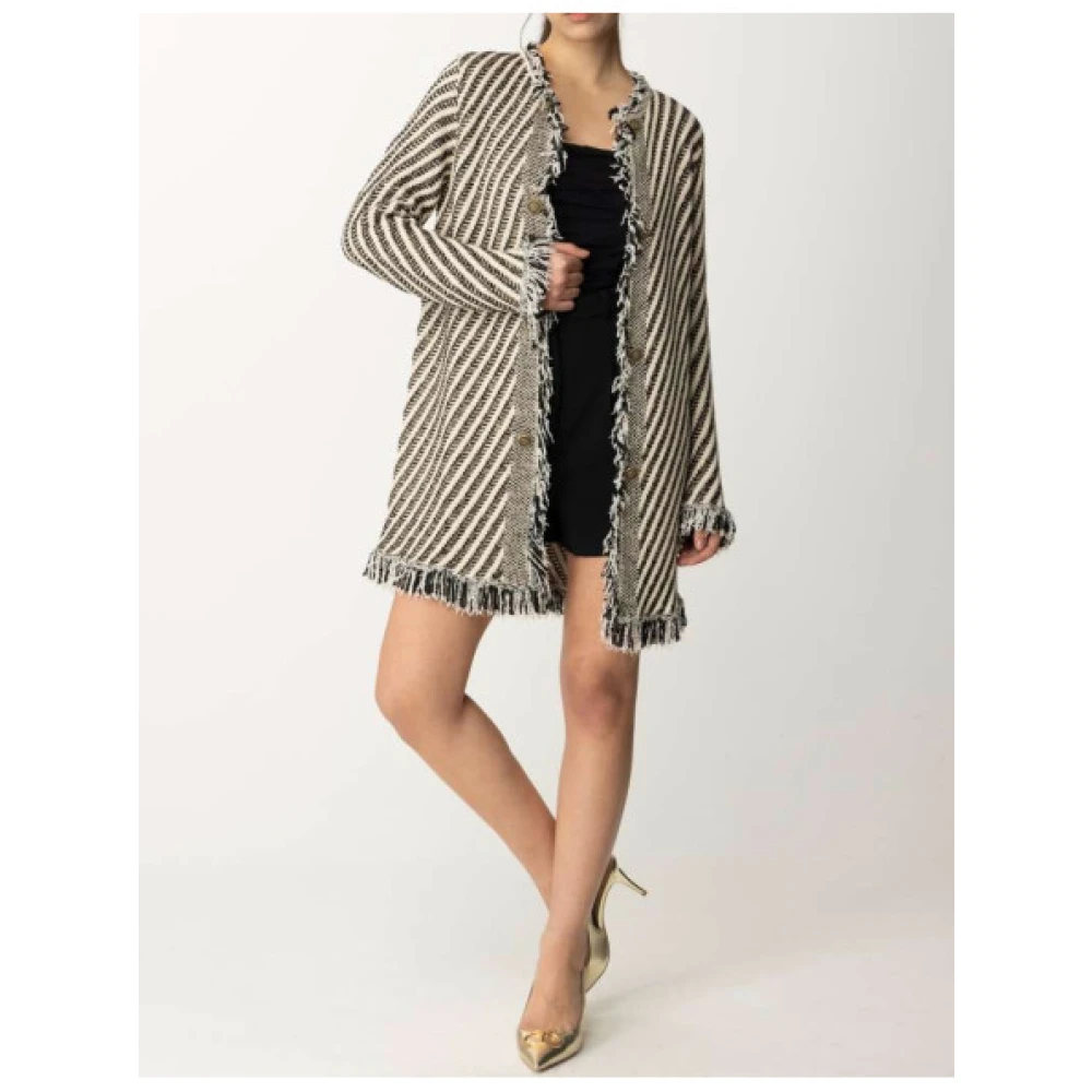 Twinset Gestreepte Jacquard Gebreide Jas Multicolor Dames