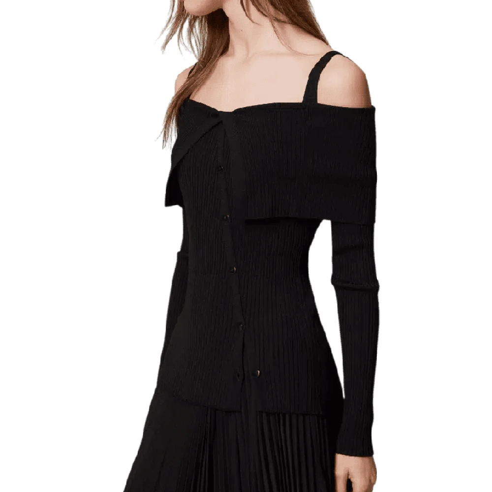 Twinset Off Shoulder Fitted Top Black Dames